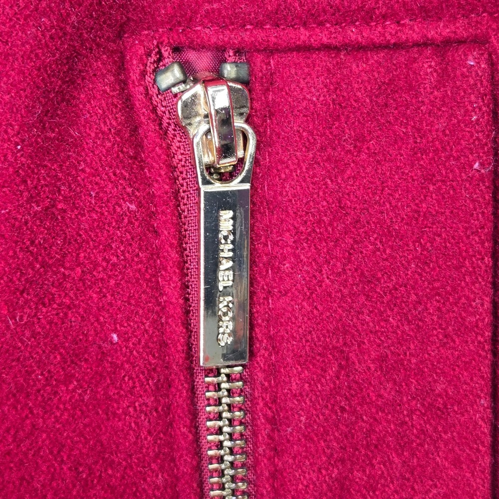 Michael Kors Womens Red Wool Blend Double Breasted Pea Coat Jacket Size 10 - Picture 5 of 12